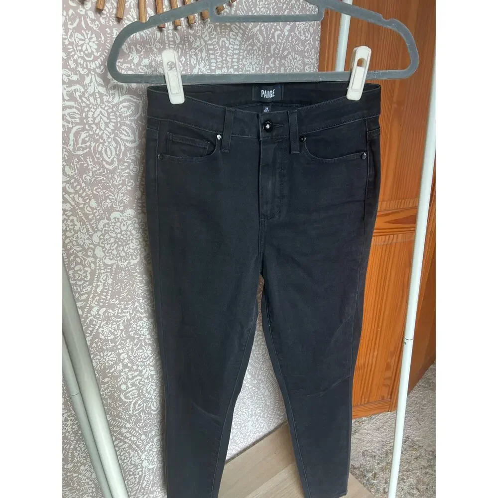 Paige Denim Black Stretch High Rise Ankle Skinny Jeans - Picture 1 of 8